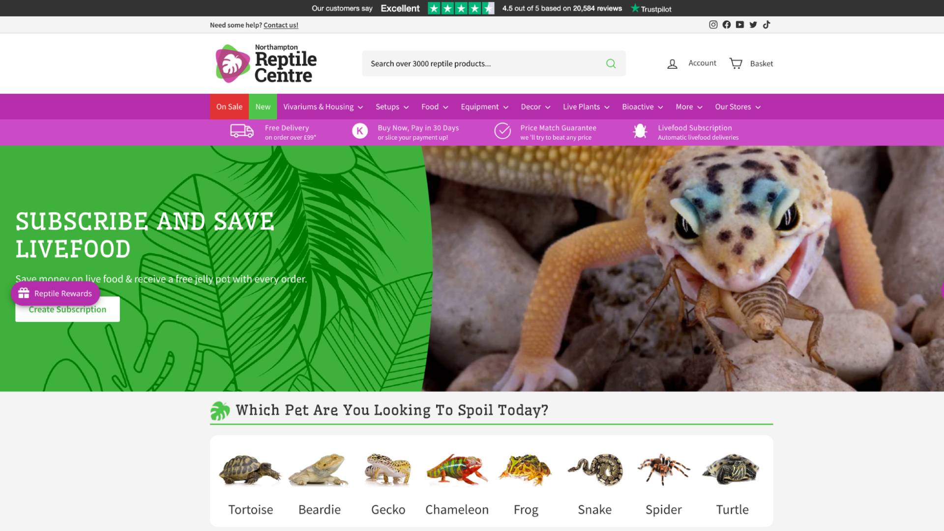 reptile center Shopify